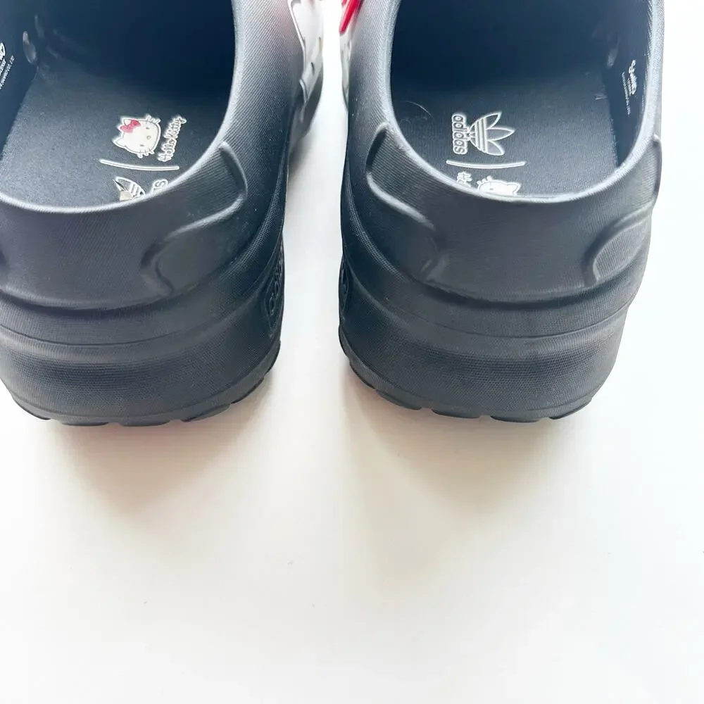 Adidas Size 7 Hello Kitty Clogs Black Red Bow Sanrio Collab Slip On Shoes - Picture 9 of 9